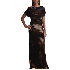 Lafayette 148 New York Womens  Bateau Neckline Floor Length Silk-Blend Dress,